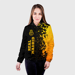 Куртка с капюшоном женская Real Madrid - gold gradient по-вертикали, цвет: 3D-черный — фото 2