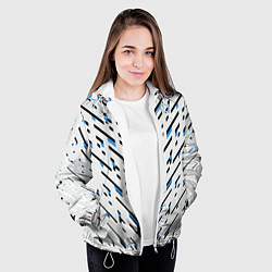 Куртка с капюшоном женская Black and blue stripes on a white background, цвет: 3D-белый — фото 2