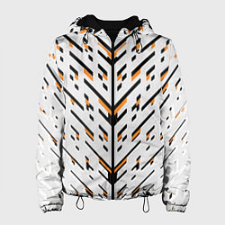 Женская куртка Чёрные и жёлтые полосы на белом фоне