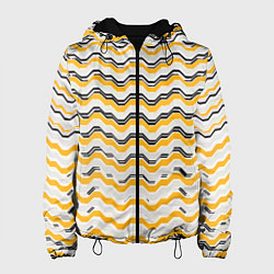 Женская куртка Чёрные и жёлтые полосы на белом фоне