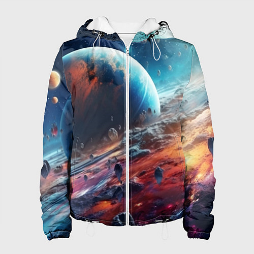 Женская куртка Космос фантастическая планета / 3D-Белый – фото 1