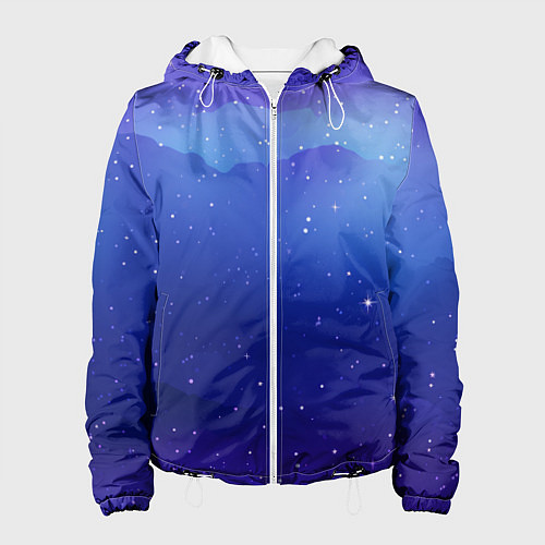 Женская куртка Синий космос и звезды / 3D-Белый – фото 1