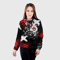 Куртка с капюшоном женская ММА на фоне брызг красок, цвет: 3D-черный — фото 2