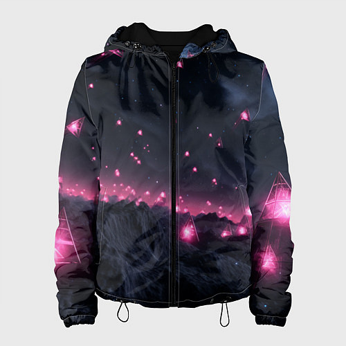 Женская куртка Яркие пирамидки в космосе / 3D-Черный – фото 1