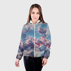 Куртка с капюшоном женская Сказочные облака патерн, цвет: 3D-белый — фото 2