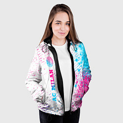 Куртка с капюшоном женская AC Milan neon gradient style по-вертикали, цвет: 3D-черный — фото 2