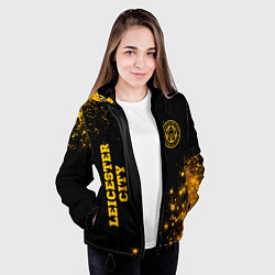 Куртка с капюшоном женская Leicester City - gold gradient вертикально, цвет: 3D-черный — фото 2