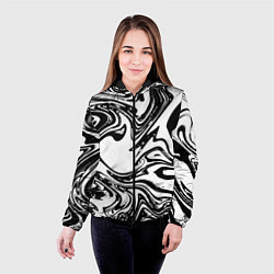 Куртка с капюшоном женская Абстрактная черно-белая, цвет: 3D-черный — фото 2