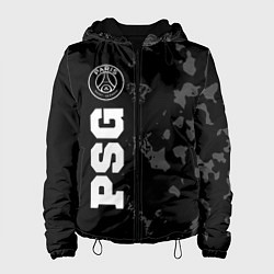Куртка с капюшоном женская PSG sport на темном фоне по-вертикали, цвет: 3D-черный