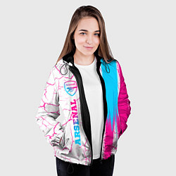 Куртка с капюшоном женская Arsenal neon gradient style по-вертикали, цвет: 3D-черный — фото 2