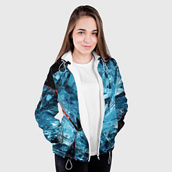 Куртка с капюшоном женская Ледяной абстрактный куб, цвет: 3D-белый — фото 2