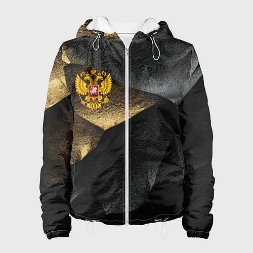 Женская куртка Золотой герб России на темном фоне / 3D-Белый – фото 1