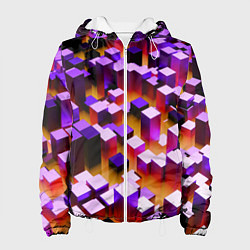Женская куртка Фиолетовые блоки в оранжевом тумане