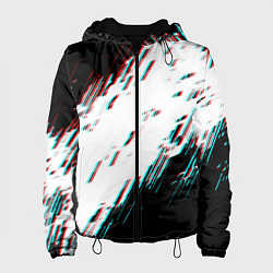 Куртка с капюшоном женская Glitch effect, цвет: 3D-черный