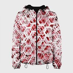 Женская куртка Хаотичный гексагональный каркас в красном тумане