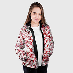 Куртка с капюшоном женская Хаотичный гексагональный каркас в красном тумане, цвет: 3D-черный — фото 2