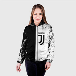 Куртка с капюшоном женская Juventus краски текстура спорт, цвет: 3D-черный — фото 2