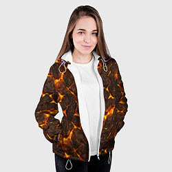 Куртка с капюшоном женская Элементаль магмы текстура, цвет: 3D-белый — фото 2