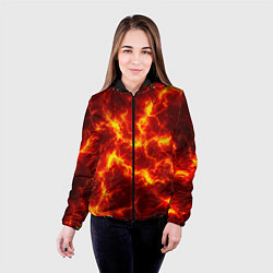 Куртка с капюшоном женская Текстура огня, цвет: 3D-черный — фото 2