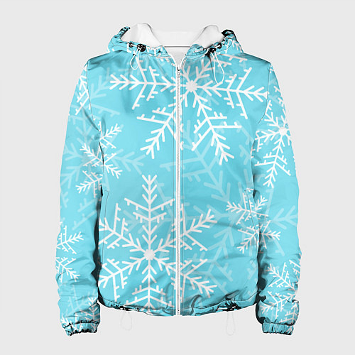 Женская куртка Снежинки на голубом фоне / 3D-Белый – фото 1
