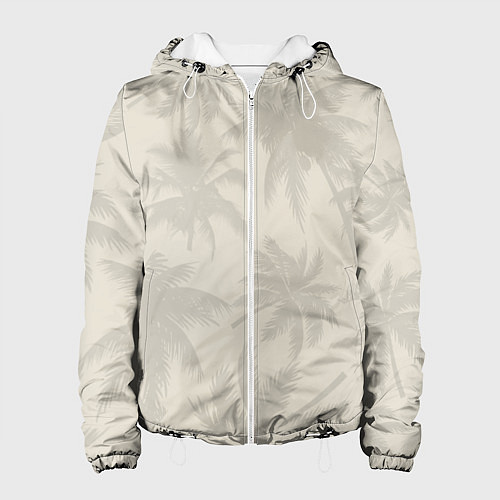 Женская куртка Бежевые пальмы паттерн / 3D-Белый – фото 1