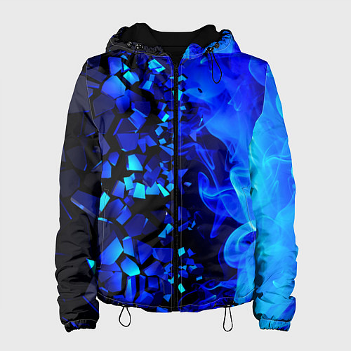 Женская куртка Осколки плиток и синий огонь / 3D-Черный – фото 1