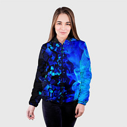 Куртка с капюшоном женская Осколки плиток и синий огонь, цвет: 3D-черный — фото 2