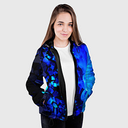 Куртка с капюшоном женская Осколки плиток и синий огонь, цвет: 3D-черный — фото 2
