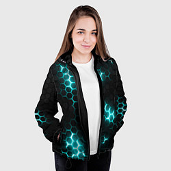Куртка с капюшоном женская Дед спейс - текстура нанокостюма, цвет: 3D-черный — фото 2