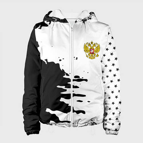 Женская куртка Россия герб звёзды в красках / 3D-Белый – фото 1
