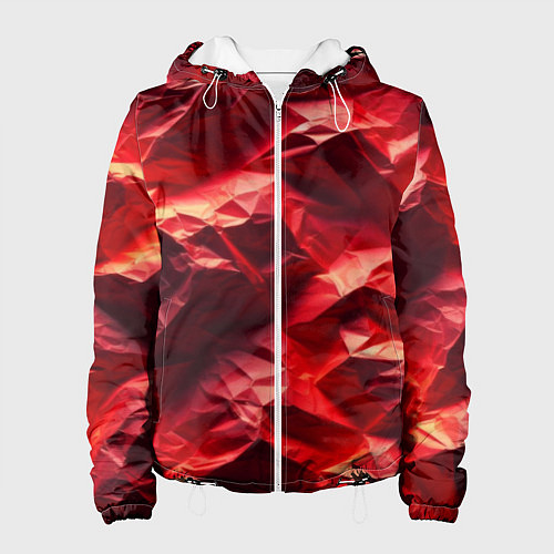 Женская куртка Эффект текстуры мятой красной бумаги / 3D-Белый – фото 1