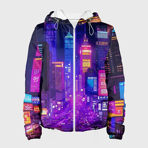 Женская куртка Город ночью / 3D-Белый – фото 1