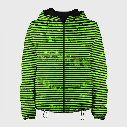 Женская куртка Чёрно-салатовый полосатый / 3D-Черный – фото 1