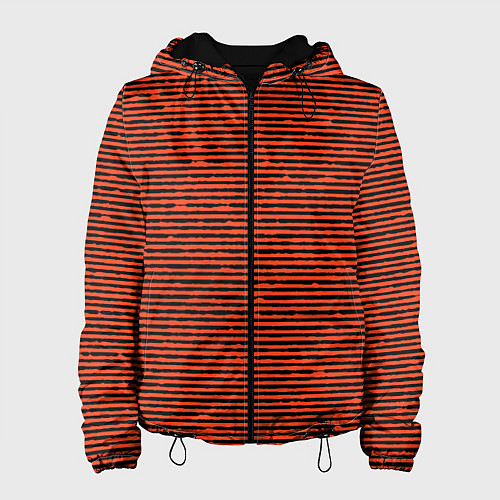 Женская куртка Чёрно-оранжевый полосатый / 3D-Черный – фото 1