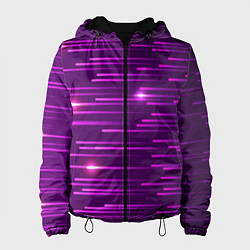 Куртка с капюшоном женская Светящиеся неоновые лучи, цвет: 3D-черный