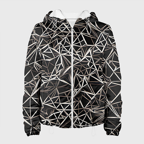 Женская куртка Белые линии на чёрном фоне / 3D-Белый – фото 1