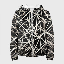 Женская куртка Белые хаотичные линии на чёрном фоне