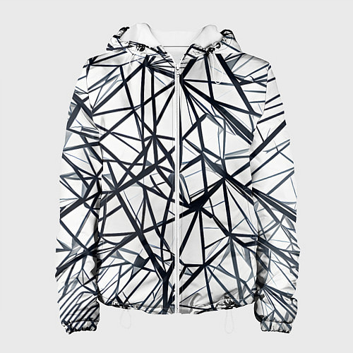 Женская куртка Чёрные хаотичные линии на белом фоне / 3D-Белый – фото 1