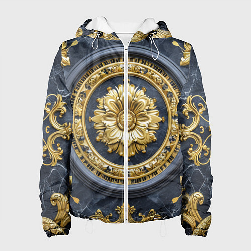 Женская куртка Объемные золотые классические узоры / 3D-Белый – фото 1