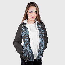 Куртка с капюшоном женская Клинок рассекающий демонов Незуко рябь, цвет: 3D-белый — фото 2