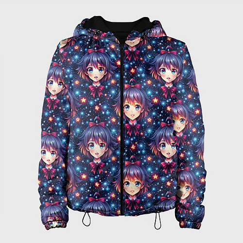 Женская куртка Аниме девочка с бантиком на голове / 3D-Черный – фото 1