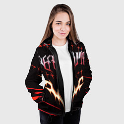 Куртка с капюшоном женская Агрессивные красные линии на чёрном фоне, цвет: 3D-черный — фото 2