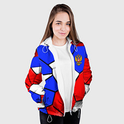 Куртка с капюшоном женская Трехмерные плиты в стиле Российского флага, цвет: 3D-белый — фото 2