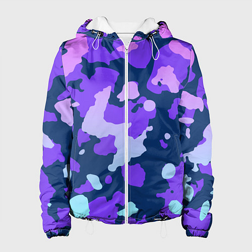 Женская куртка Паттерн с розовыми фиолетовыми и голубыми пятнами / 3D-Белый – фото 1