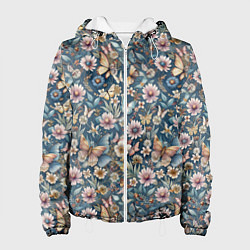 Женская куртка Летний узор с цветами и бабочками