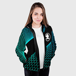 Куртка с капюшоном женская Skoda electro hexagon, цвет: 3D-черный — фото 2