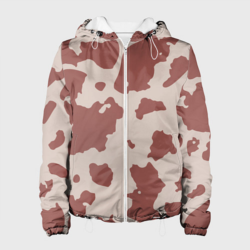 Женская куртка Коровий паттерн коричневого цвета / 3D-Белый – фото 1