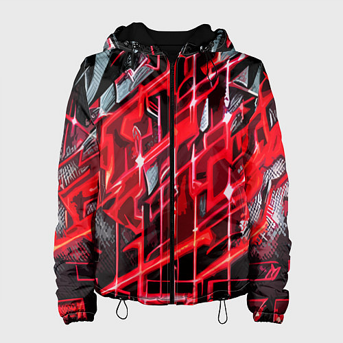 Женская куртка Красно-белая абстракция / 3D-Черный – фото 1