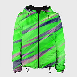 Женская куртка Зелёный и фиолетовый абстрактные полосы