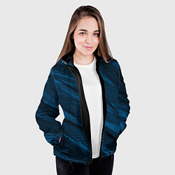 Куртка с капюшоном женская Полосатый чёрно-синий, цвет: 3D-черный — фото 2